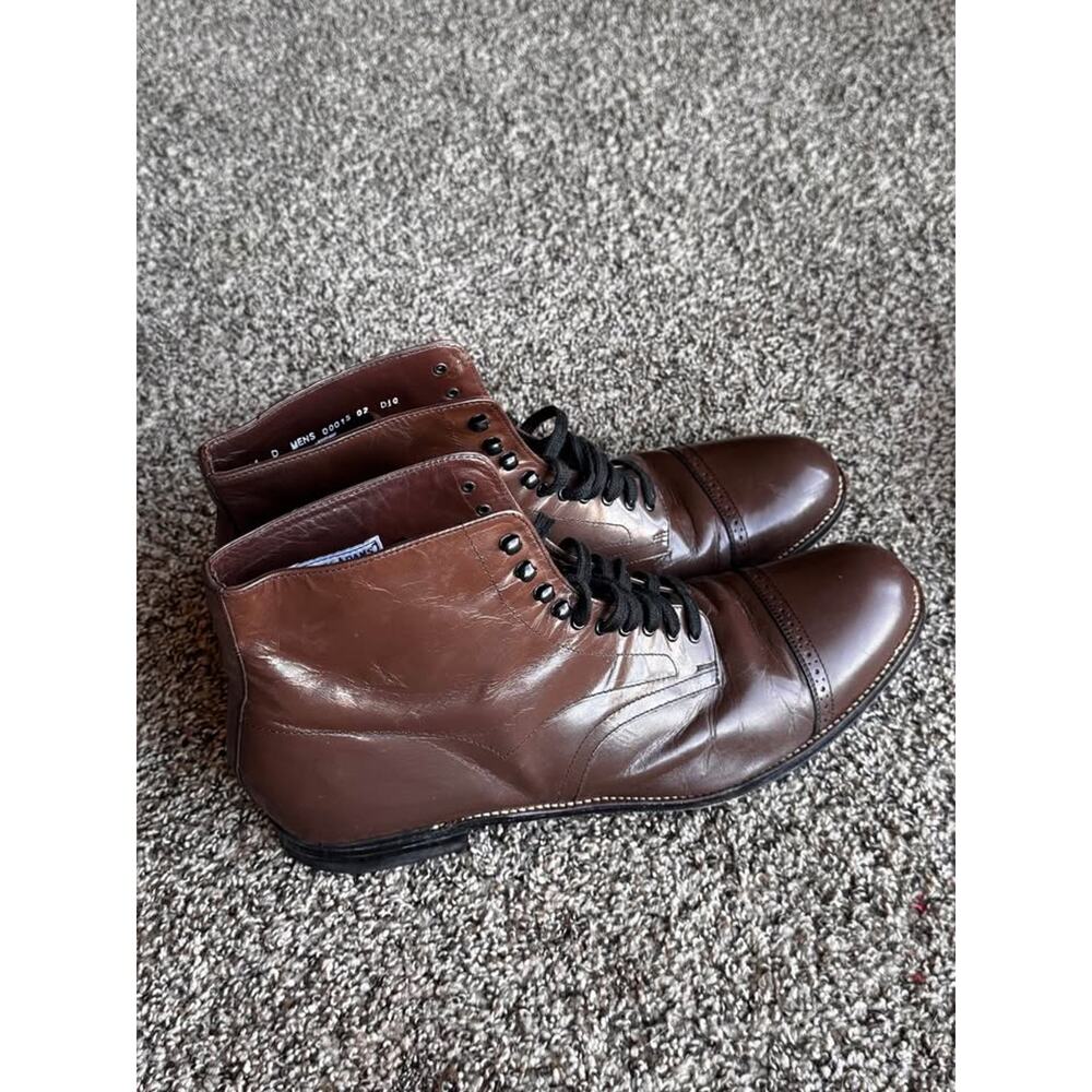 Stacy Adams Men’s Brown Leather Lace-Up Dress Boots Size 14